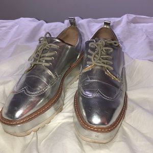 Silver Metallic Zara platform Oxford shoes
